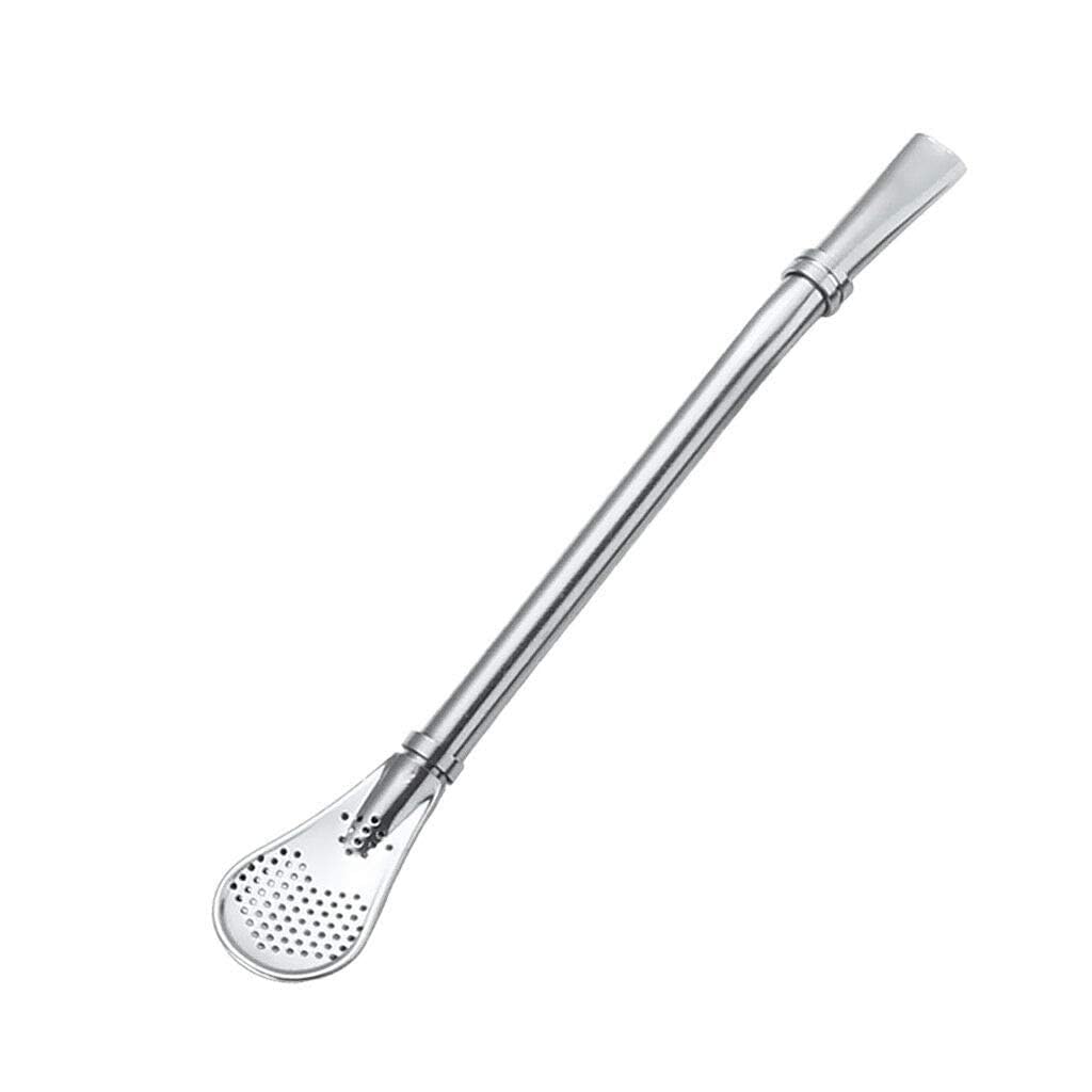 RIDHMIN Drinking Straws(Pack of 1) 1 pcs with Filter Spoon, Stainless Steel Reusable, Leaf Tea Coffee Stirrer Stick, Cocktail Strainer Pipe Stirring Spoon Straws, Filter Spoon(Pack of 1)