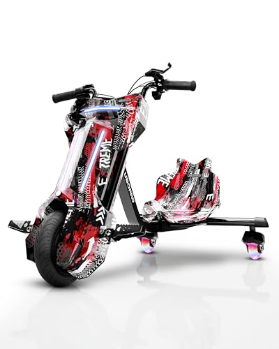 Image of Uboard 3-Wheel Drifter with LED Lights and Bluetooth for Kids Ages 6+Years, Front Disc Brakes, 15 km /h Top Speed, 3-Hour Charge, 75 kg Weight Capacity