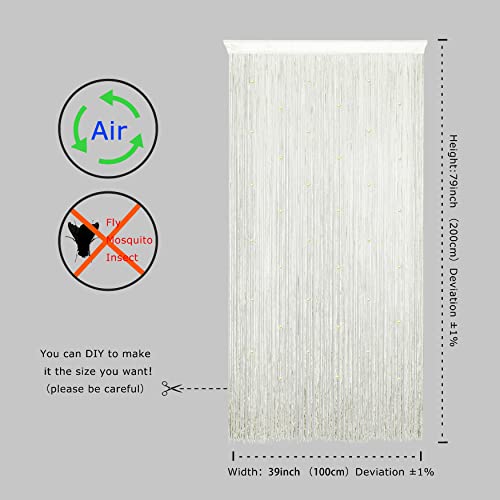 YaoYue Beaded Curtain Door String Curtains for Doorway Tassels Beads Hanging Fringe Hippie Room Divider Window Hallway Entrance Wall Closet Bedroom Privacy Decor (39×79in/100×200cm, Beige) - Image 3