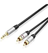 BestPlug 5 Meter Y Audio RCA Aux in Out Kabel, 2 L-R Cinch Stecker auf 1 3,5mm Stereo Klinke Stec...