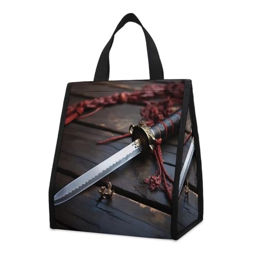 JTKBNVM Knife on The Floor Insulated Lunch Bag with Interior Pocket, 9L Foldable Insulated Cooler Bag for Women Men, Reusable Adult Tote Bags Large, Portable Snack Bags for Work Travel Office Picnic