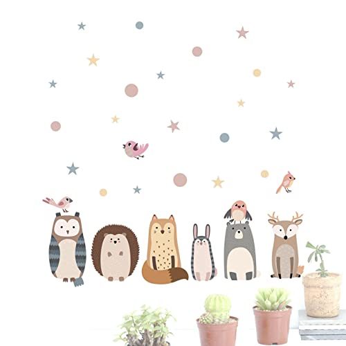 animais adesivos de parede - Crianças DIY Art Decalque autoadesivo | Raposa Pássaro Coruja Ouriço Mu