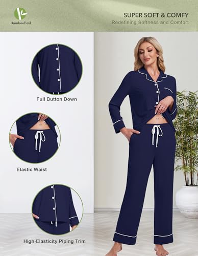 Image of Pajamas Set for Women Soft Knit Button Down Sleepwear 2 Piece Breathable Viscose from Bamboo Pjs S-XXL
