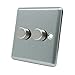 Price comparison product image Light Dimmer Switch 2 Gang 2 Way 10 Amp - 400W - Satin Chrome - Square