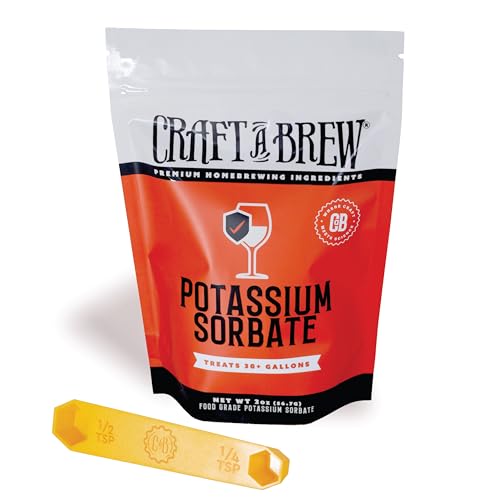 Craft A Brew - Potassium Sorbate - 2oz - Food Grade Stabilizer for Wine, Cider, Mead - Backsweetening - Ingredients for Home Brewing - Mead & Wine Making Supplies - Yields 20+ Gallons