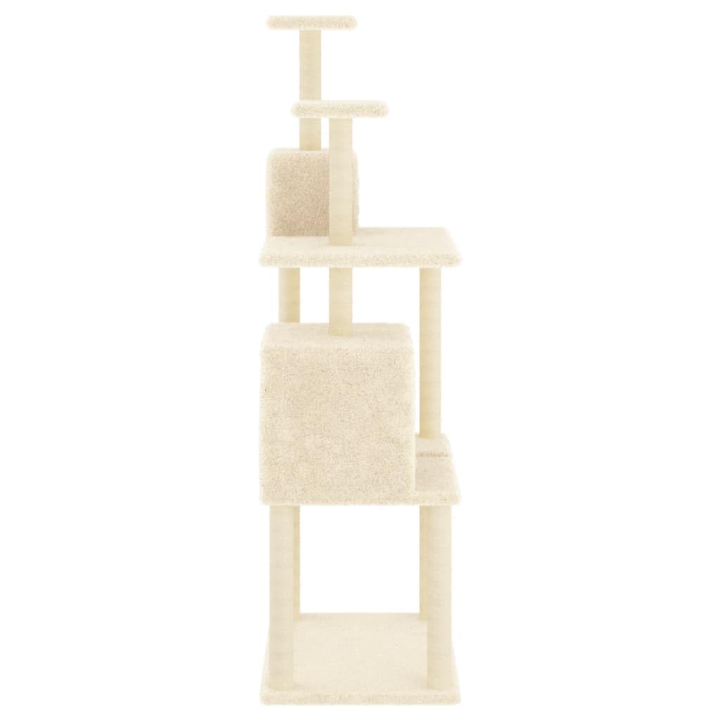 Rascador para gatos, árbol trepador de 167 cm de alto, con columnas de sisal, funda de felpa y construcción estable de material de madera, incluye cueva, hueco y plataforma de observación