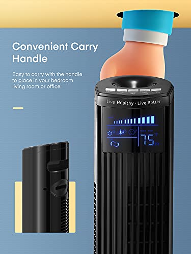 Tower Fan, 36” Oscillating Fans With Remote, Sleep Mode And 12H Timer, Large Led Display, 6 Modes, Portable Stand Up Floor Bladeless Fan For Bedroom Living Rooms And Office (Black) #TOP6