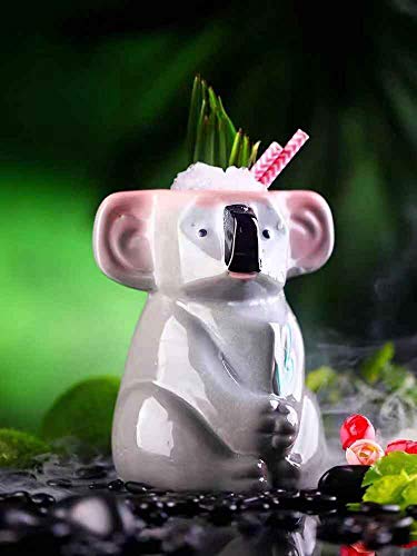 Tiki Mugs-Taza de cóctel hawaiana de cerámica, tazas hawaianas de cerámica para fiestas, vasos exóticos para cócteles Tiki Bar profesional hawaiano para fiestas, barware -750 ml (gris) Cover