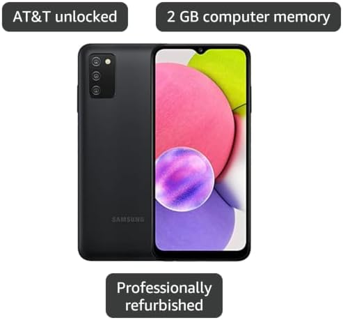 Samsung Galaxy A03s, 32GB, Black - Unlocked (GSM Only) (Renewed) - 2
