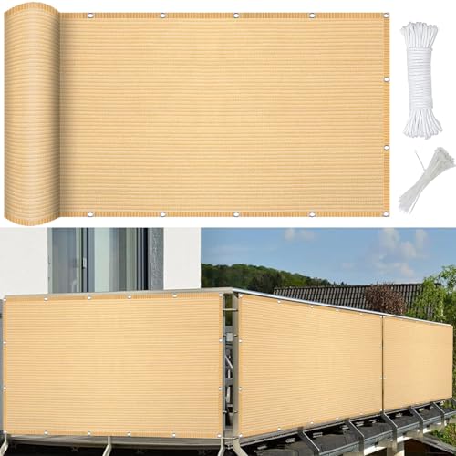 Sonnensegel Sonnenschutz 30 x 150 cm, 98% Uv-Schutz,Atmungsaktiv,Isolierung, Sonnensegel Wasserdicht Rechteckig, Sonnensegel Abschattung, für Garten Balkon, Creme Farben