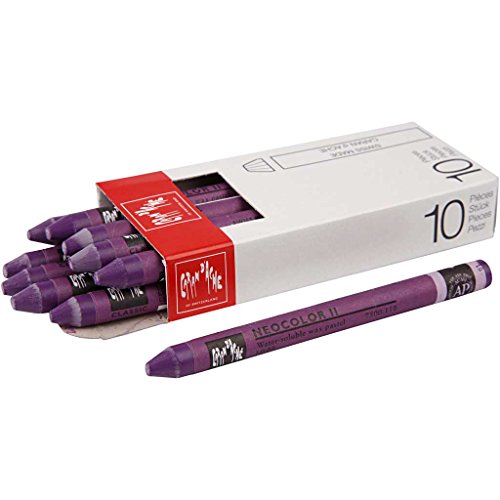 Caran d'Ache NEOCOLOR II 110 LILA/LILAC (7500.110) / Pastelle 10 Stück (1er Pack)/ aus Wasservermalbarem Wachs/Für Papier Karton Glas Holz Leder Stoff Stein