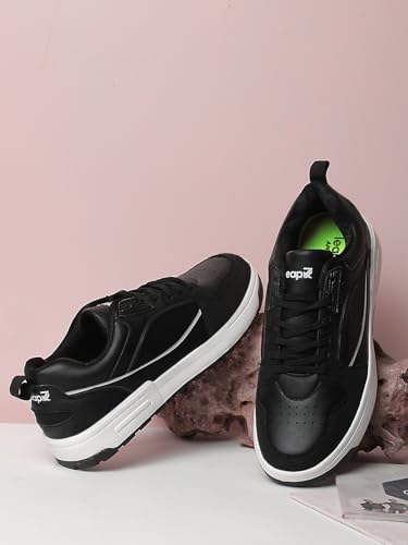 Image of Liberty Leap7x LAPON-1E Men's Casual Lacing Sneakers, Beige, Black & Light Grey | Suitable For Walking Travel, College, Office | Comfortable Lace-Up Casual Shoes | Lightweight Stylish Fashion Footwear