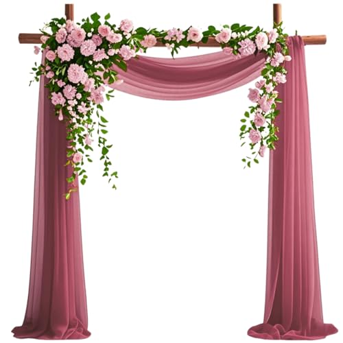 Wedding Ceremony Draping Fabric Magenta, 29" x 20ft Sheer Chiffon Wedding Arch