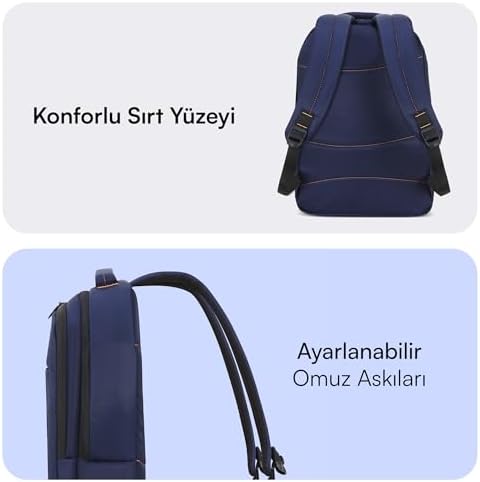 Mack Office MCC-006BL 15.6 inç Laptop Sırt Çantası, Mackbook Sırt Çantası, Bilgisayar ve Notebook Çantası, Kadın Erkek Bilgisayar İş Çantası, Üniversite Okul Çantası, Lacivert - Görsel 3