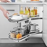 Gdrasuya10 Swing Left Blind Corner Cabinet Pull Out Organizer, 2 Tier Corner Deep Cabinet Pull Out Organizer 2 Shelf Slide Out Cabinet kitchen Organizer Lazy Susan Organizer (Left Out)