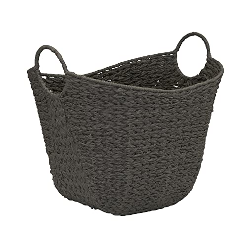 Household Essentials Paper Rope Basket with Handles, Natural Woven Woven
