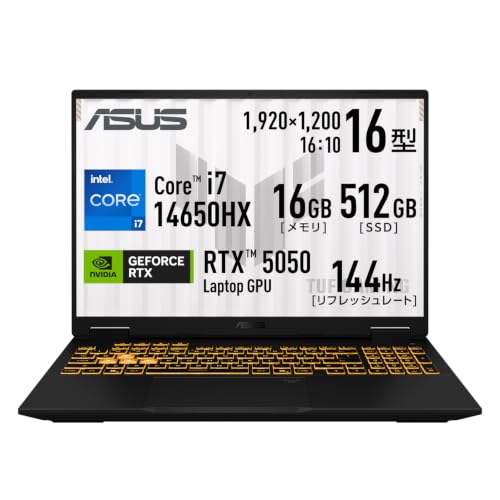 ASUS �Q�[�~���O�m�[�gPC TUF Gaming 16 FX610JH 16�C���` GeForce RTX 5050 �C���e�� Core i7 14650HX ������ 16GB SSD 512GB ���t���b�V�����[�g144Hz �C���~�l�[�g�L�[�{�[�h 