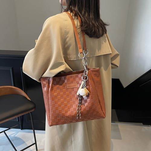 Tote Bags for Women Large Capacity Tote Bag Retro PU Leather Shoulder Bag for College Daily Travel Shopping3