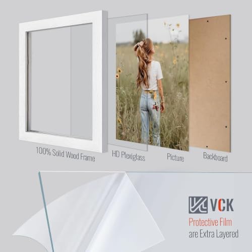 Image of VCK 8x10 Picture Frame Set of 3, White Wood Frames, Gallery Wall Decor Photo Frames for Wall Mounting Horizontally or Vertically