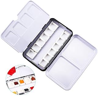 WANDIC Watercolor Paint Case, Empty Watercolor Tin Palette Paint Case with 12 Half Pans for Artists Students Watercolor Travel Case
