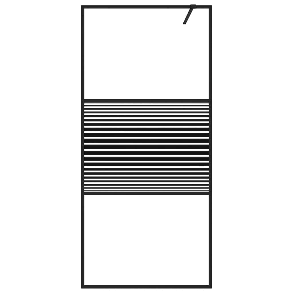 Mampara de ducha de cristal templado transparente con marco de aluminio y perfil ajustable, 90 x 195 cm, color negro