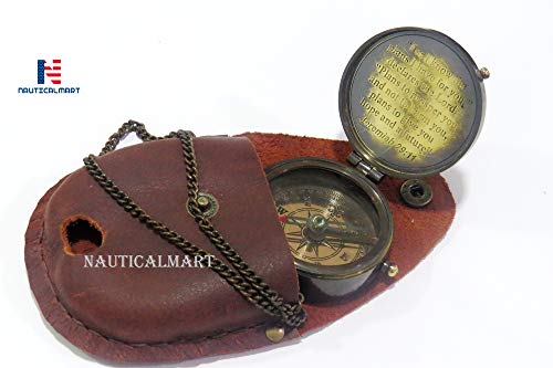 Brújula grabada de latón NauticalMart, 2.5 x 2 pulgadas, portátil, regalo para bautizo y otras ocasiones miniatura 6