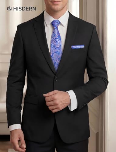 Image of HISDERN Extra Long Ties for Men Classic Floral Tie and Pocket Square Elegant Silk Necktie Handkerchief Set Wedding Party