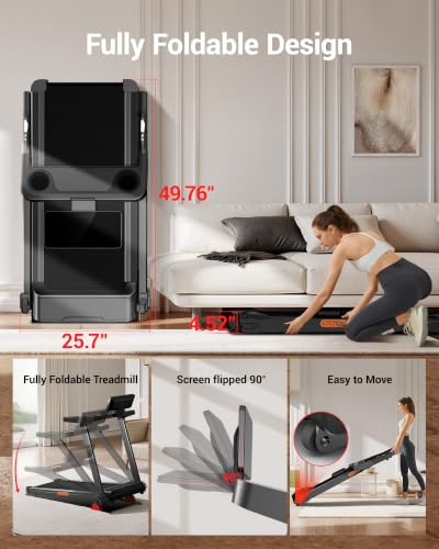Image of UMAY Fitness Treadmill with 20% Manual Incline 42.5 inch by 16.1 inch Ultra Large | Walking and Running Area, 400 lbs Weight Capacity, 3.5 Horsepower Motor, and 8.7 MPH Maximum Speed