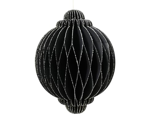 Kaemingk Figura de panal de abeja, 11,5 x 15 cm, papel 1 unidad, bola de panal con cierre magnético, decoración de panal para colgar, decoración de papel, bolas de panal y pompones, color negro