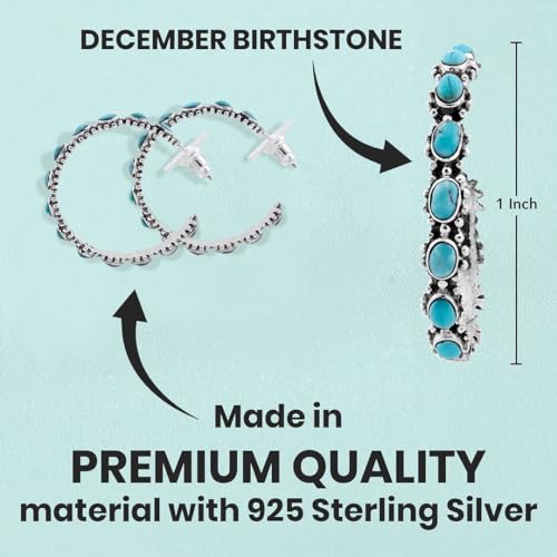 Turquoise Hoop Earrings for Women in 925 Sterling Silver Beach Boho Western Earrings Turquoise Jewelry Birthday Gifts for Women3