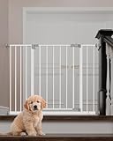 InnoTruth Baby Gate for Stairs 28.9-42.1' Wide, 30' Tall Easy Step Walk Through Expandable Dual Lock Dog Gates for The House, Metal Pressure Mounted Easy Install Pet Gate for Dogs, White