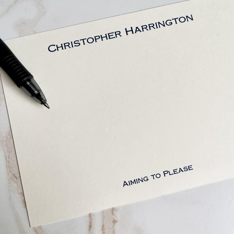 Professional Personalized Flat Cards - Raised Ink & Black Border with 25 Matching Envelopes