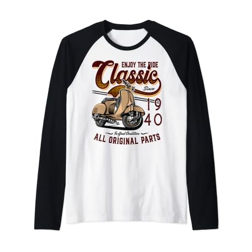 Motor Scooter Classic Moped Rider Cumpleaños 1940 Camiseta Manga Raglan