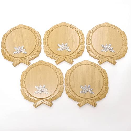 5 placas de cuña talladas de roble claro AF 19 cm con 5 hojas de roble de 6 hojas