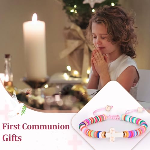 Image of First Communion Gifts, Cross Bracelet with Gift Card, Holy Communion Gifts, Baptism Gifts, Confirmation Gifts for Daughter, Niece, Granddaughter