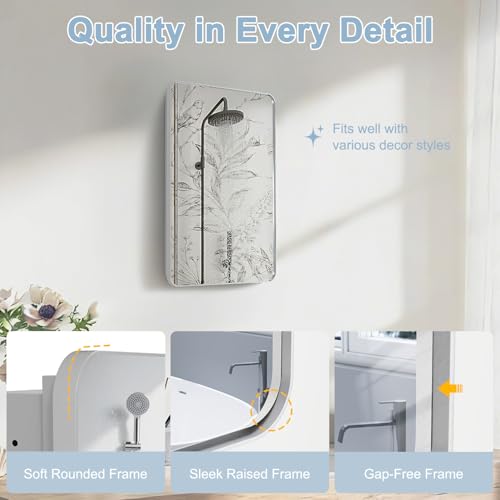 Venlus 16x24 Medicine Cabinet with Mirror for Bathroom, Silver Aluminum Bathroom Medicine Cabinet, Recessed or Wall Mount Medicine Chest Over Sink, Modern Farmhouse Style, Fully Assembled by Venlus - Image 6