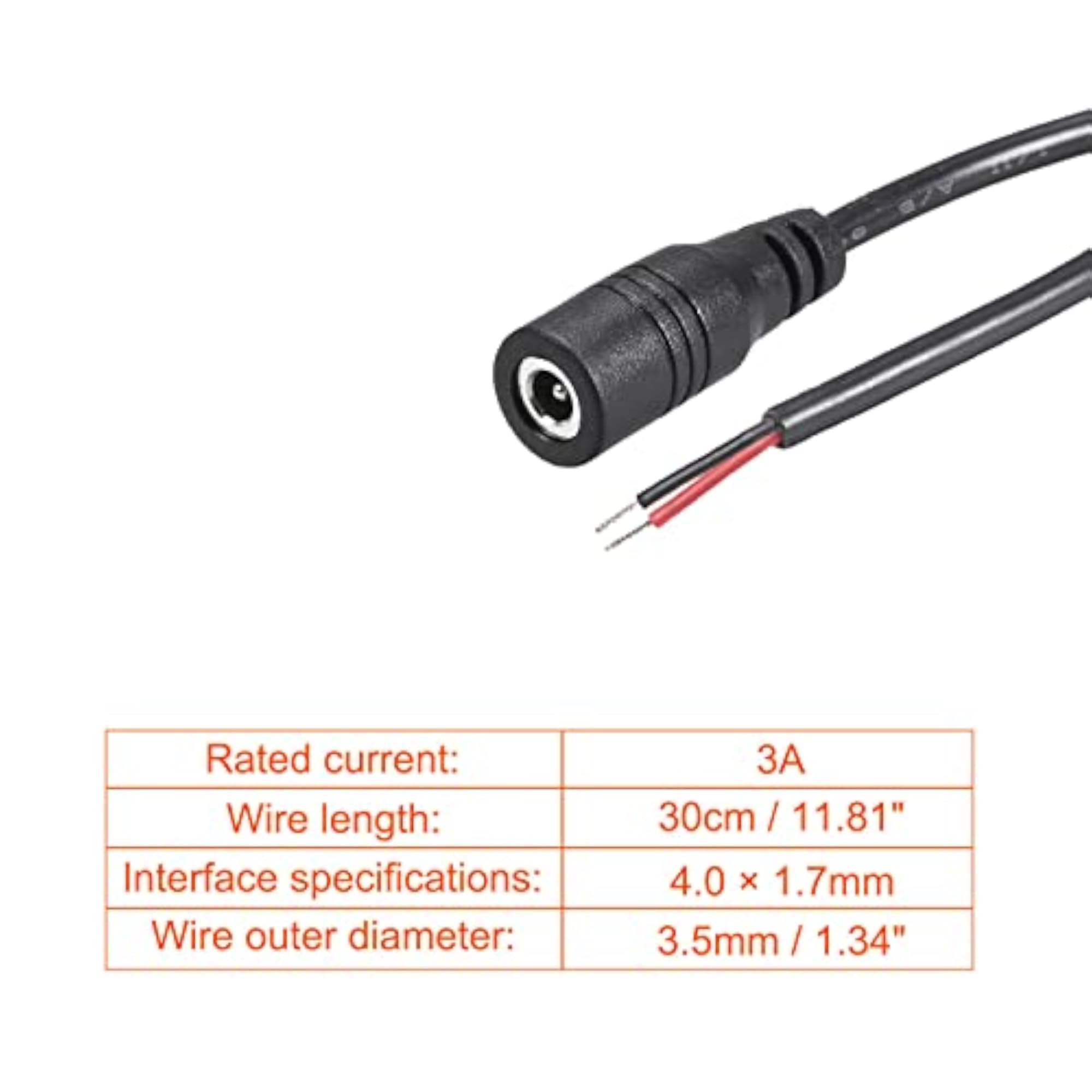 DC Power Cable Female Connectors with Barrel Jack Socket