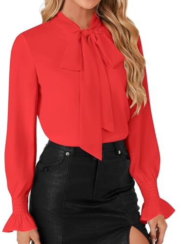 Image of LYANER Women's Bow Tie Neck Business Work Blouse