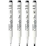 Artline Calligraphy Set – Pack of 4 Black Calligraphy Pens with Assorted Nib Sizes (1, 2, 3 & 4mm). Calligraphy Pens for Writing & Illustration. Water-Resistant Ink – Genuine Hand Writing Pens