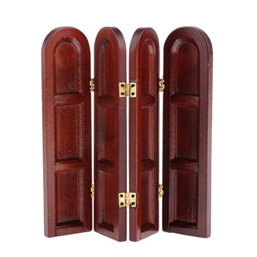 LEIPUPA 1/12 Dollhouse Retro Wooden Folding Screen Room Divider for Doll Life Scene Accs