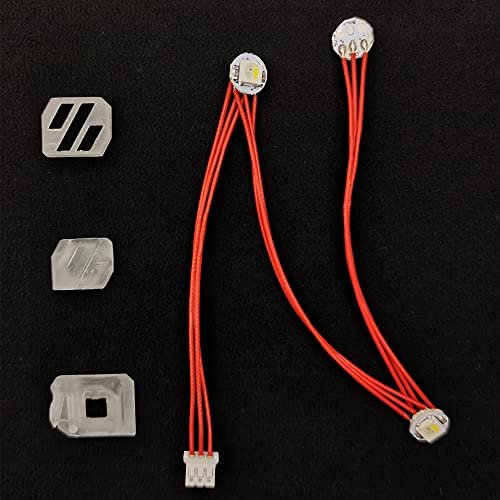 1 Pcs RGBW Mini Button PCB LED Welded with PTFE Cables + 3Pcs Transparent Resin SLA Part LED Shade Shell kit Compatible with StealthBurner Extruder SB Toolhead for Voron 2.4 Trident 3D Printer.