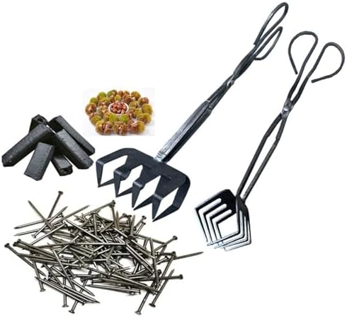 Heavy Duty Iron Pit Tongs Metal Clamp for Charcoal and Firewood Handling Ideal for Camping and Outdoor Activity Portable Charcoal Tongs - 1