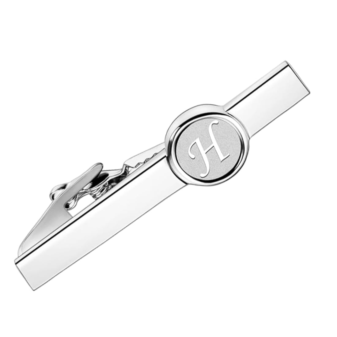 Fermacravatta argentato da uomo, stile classico, Gemelli & Fermacravatta Uomo con Iniziali Alfabeto Lettera A-Z Gemelli Fermacravatta personalizzato in acciaio inox Regalo per Sposi, Marito, Padre, H
