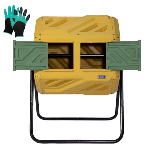 Werph Updated 43 Gallon Dual-Chamber Compost Bin, Fast Assembly Outdoor