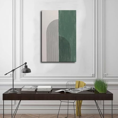 Impression géométrique médiévale bohème verte pour mur vide salon - 3