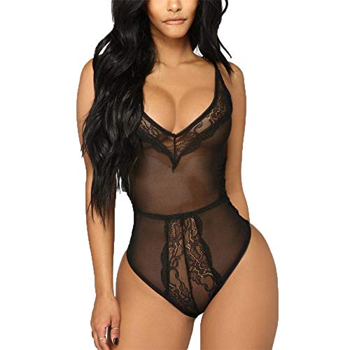 MVPKK ♥ Lingerie Femme - Vêtements de Nuit Sex Femme Erotique Lingerie Sexy Dentelle Évider sous Vêtements Temptation Pyjamas Babydoll Siamois Femmes Bodysuit Jumpsuit Combinaisons Cover