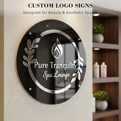 Image of Custom Acrylic Salon Logo Sign, Personalized 3D Beauty Business Wall Sign for Lash Nail Spa Boutique Reception Decor, Double Layer Acrylic Branding for Studio Storefront