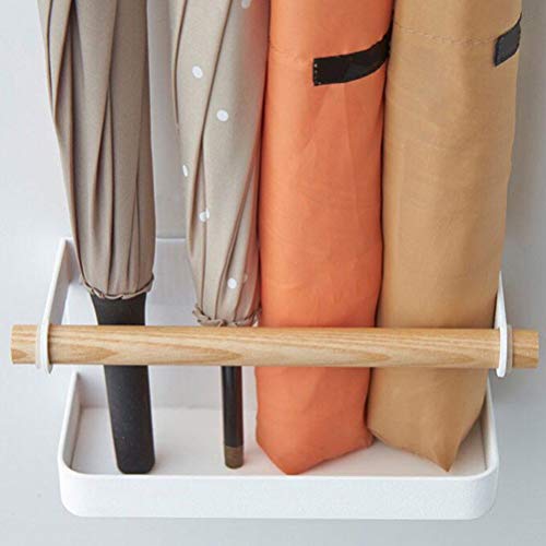 Ymiko Umbrella Holder for Entryway, Self Adhesive Umbrella Rack Stand Indoor Entryway Magnetic Paste Holder Fixed Over The Door Wall and Closet (White)