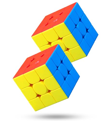 CFMOUR 2 Pack 3x3 Speed Cube Set - Moyu Meilong 3C, Stickerless Magic Cubes Bundle 3x3x3- Fast Smooth Turning Vivid Colour Puzzle Game Brain Toy for Kids and Adult