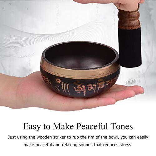 Mingzhe Conjunto de Tigela Tibetana com Tigela de Som de Metal Artesanal de 9,5 cm/3,7 Polegadas E A